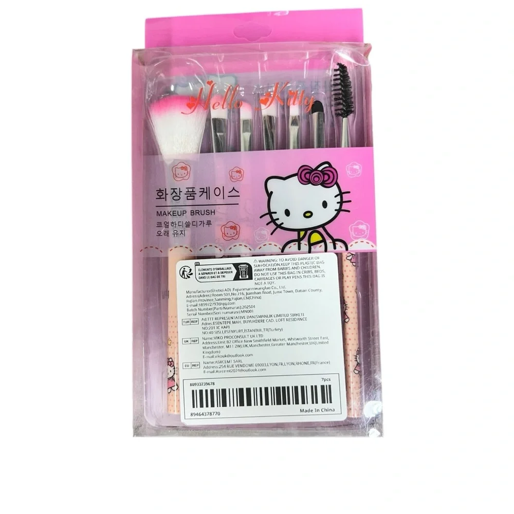 Hello Kitty Makeup Brush Set‎ with Cute Designs 7 Brushes Gift